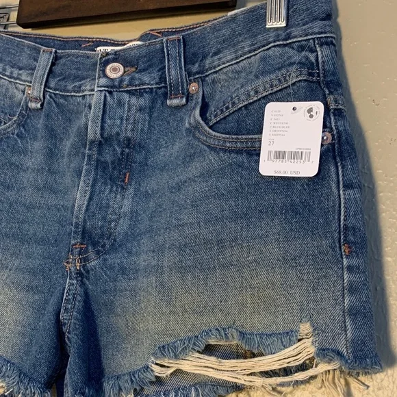 New We The Free Now or Never Denim Blue Frayed Jean Shorts Westend Size 27 - Picture 4 of 13